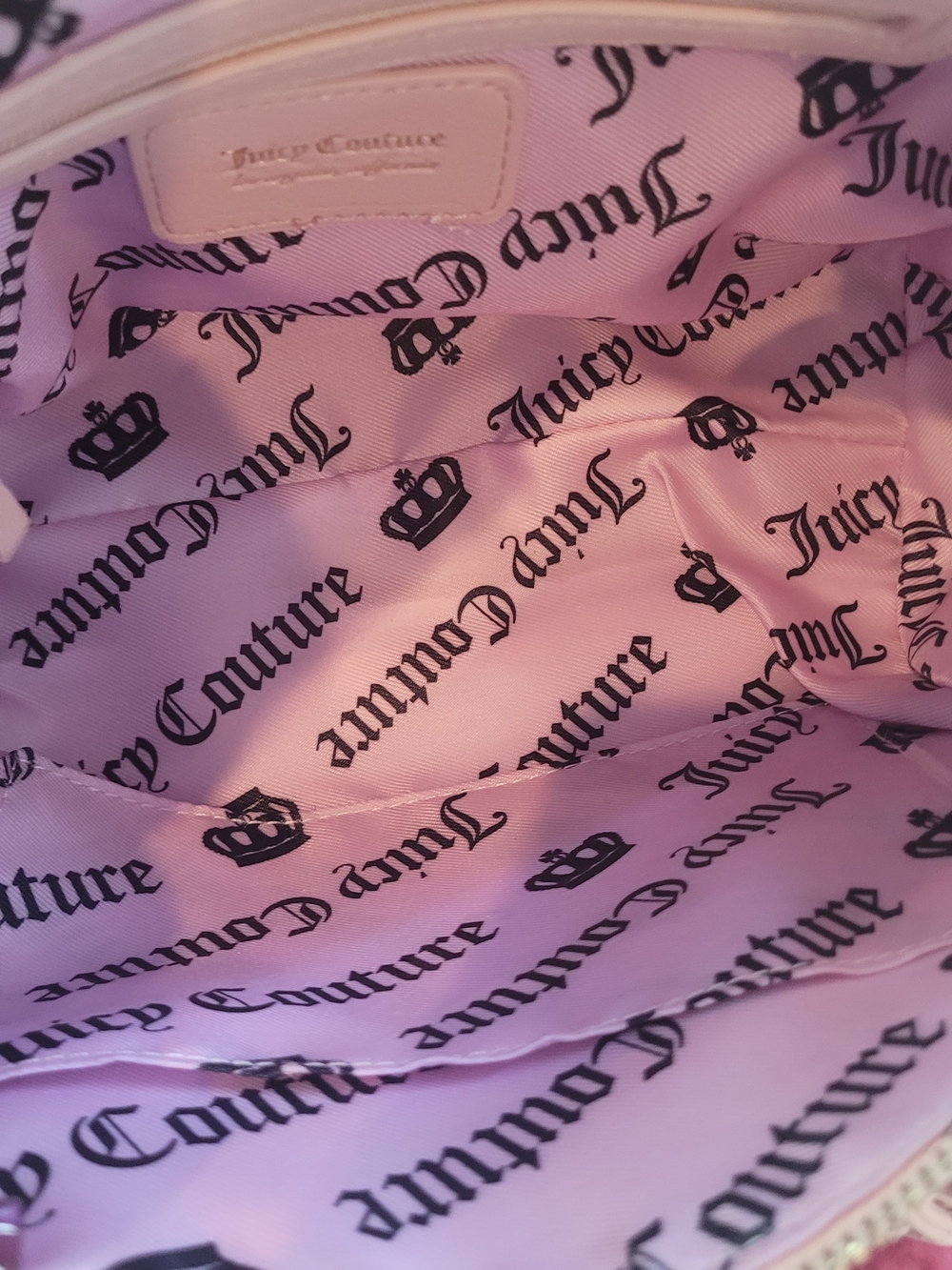 Juicy Couture Pink 'Spill the Juicy Tea' Velvet Satchel - Picture 4 of 4